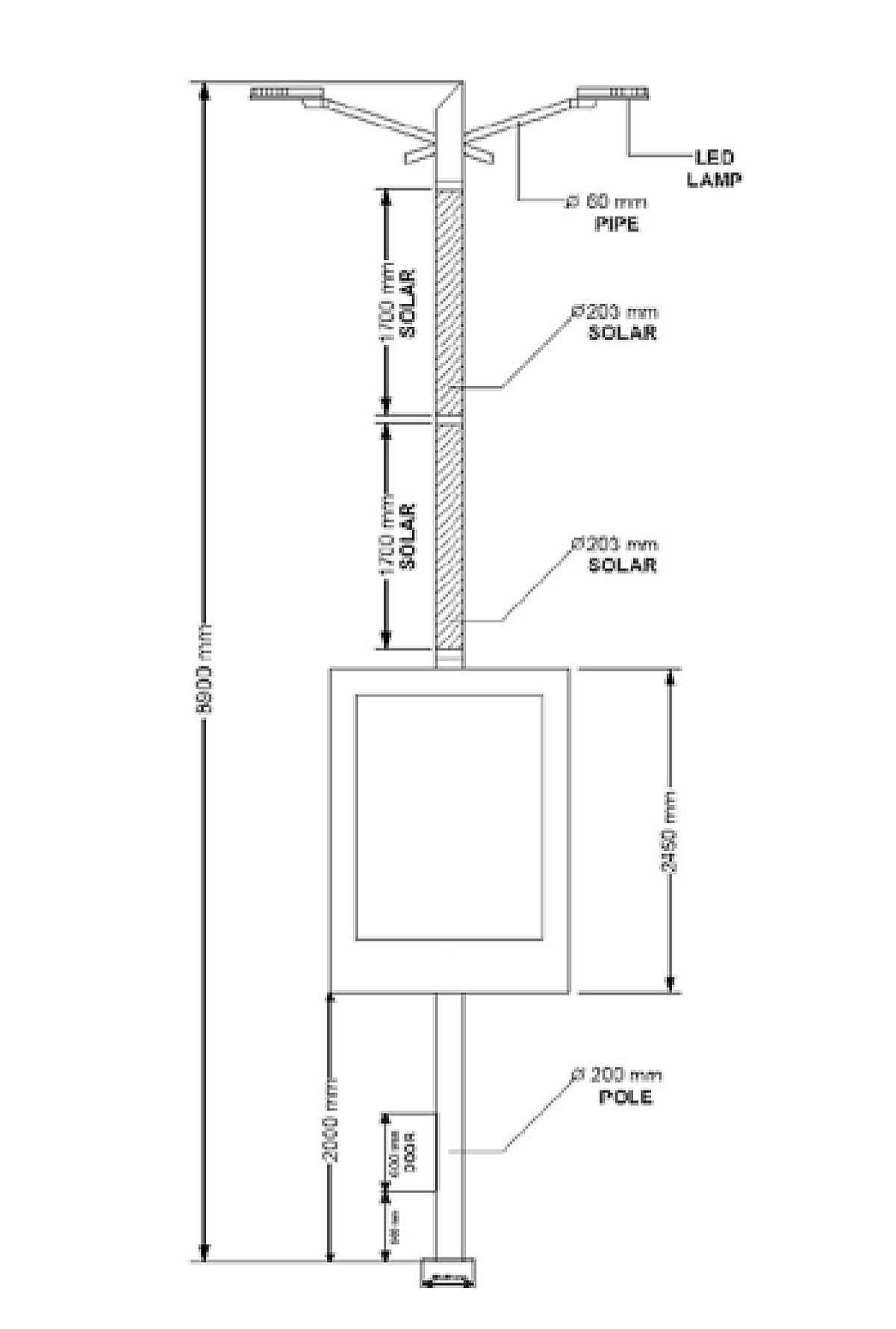Flexible Solar Vaj Huam Sib Luag LED Txoj Kev Teeb nrog Billboard