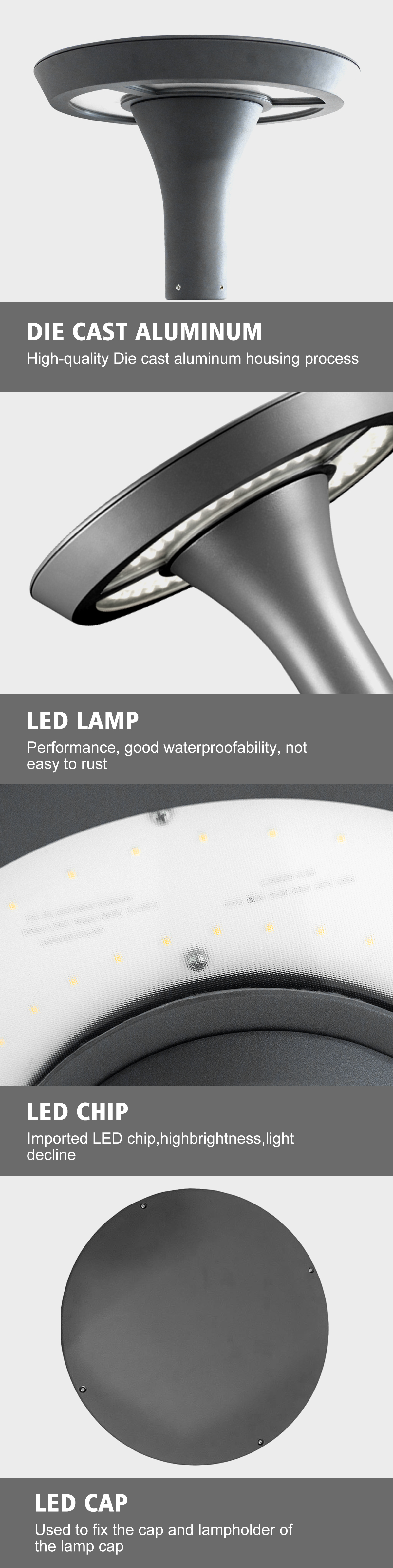 LED Modern Utomhusbelysning Stolpe Aluminium