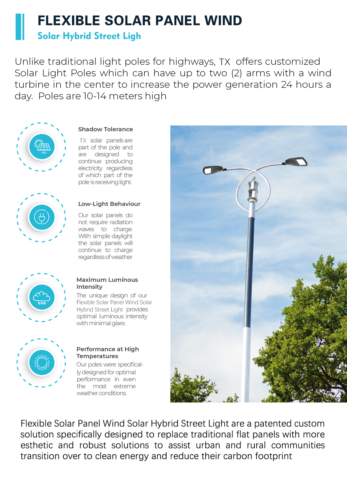 Flexible Solar Panel Wind Solar Hybrid Street Light