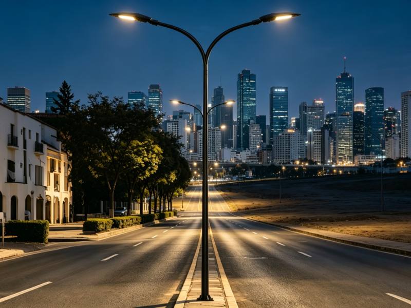 Metal street lamp posts